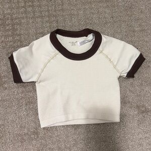 Urban Outfitters Cream and Brown Crop Top